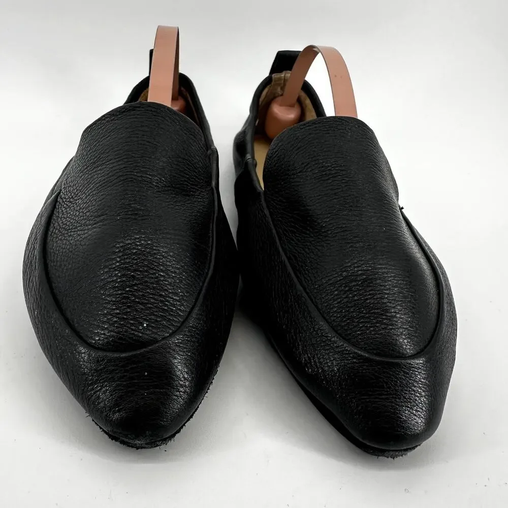 Yosi Samra Skyler Leather Loafer Shoes Slip On Pointed Toe Lightweight Black 7